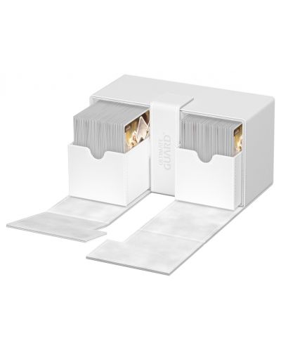 Cutie pentru carduri si accesorii Ultimate Guard Twin Flip`n`Tray XenoSkin - Monocolor White (200+ buc.) - 4